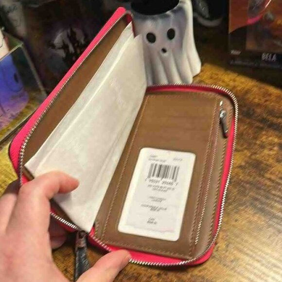 Coach Medium Zip Wallet  Signature Canvas W/ Vintage Rose Print NEW w/tag C5891 - Picture 4 of 7